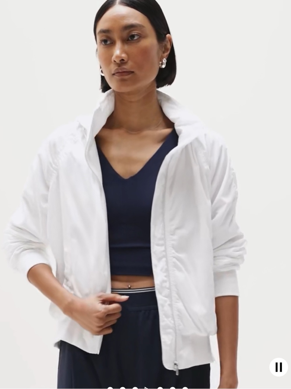 Athleta White Jet SetBomber Jacket